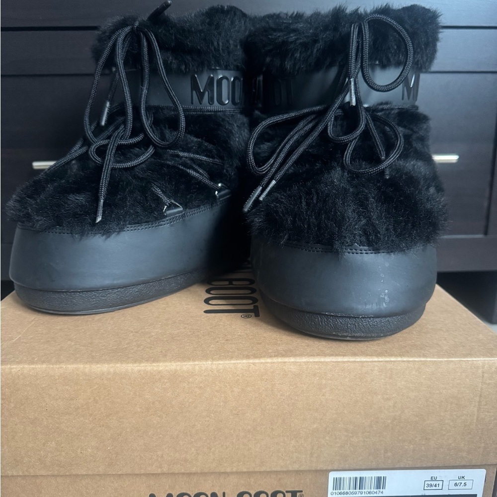 Moon Boot Black Faux Fur Winter Boots